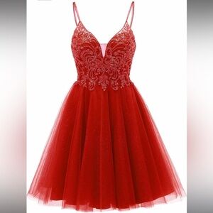 Elegant Mini Red Tulle Dress